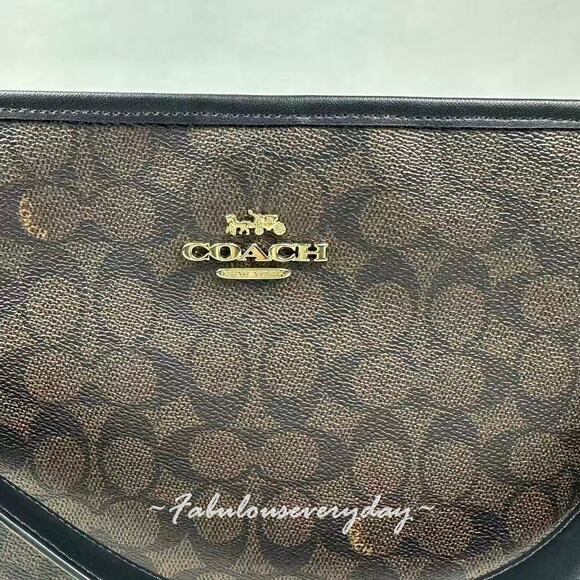 Coach City Large Bucket Bag Crossbody In Signature Canvas CT802 Walnut/Black NWT - Picture 6 of 9